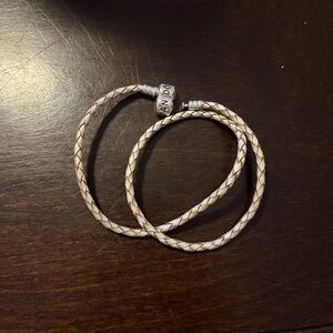PANDORA LEATHER DOUBLE WRAP BRACELET